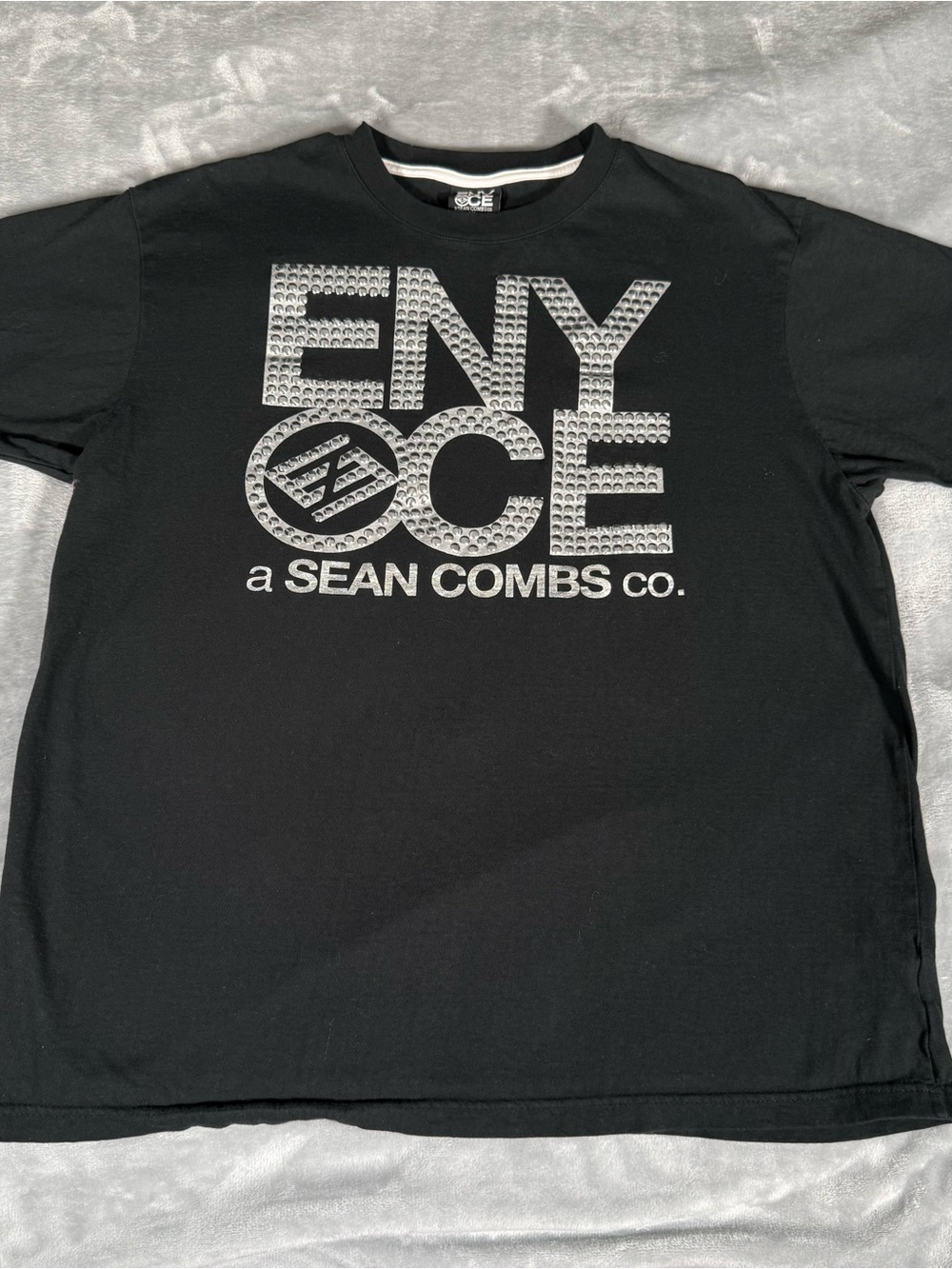 Vintage Enyce Sean Combs T Shirt Mens XL Hip Hop Washed Black Y2K